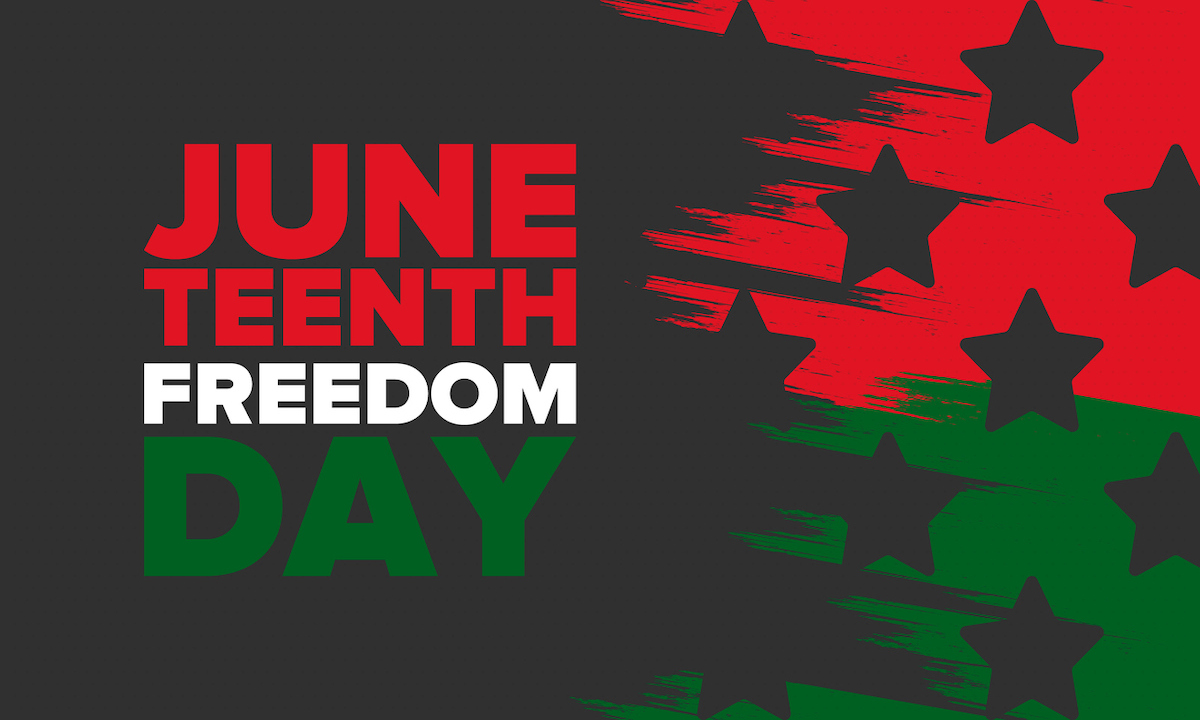 Juneteenth Independence Day. Freedom or Emancipation day. Annual american holiday, celebrated in June 19. African-American history and heritage. Poster, greeting card, banner and background. Vector
